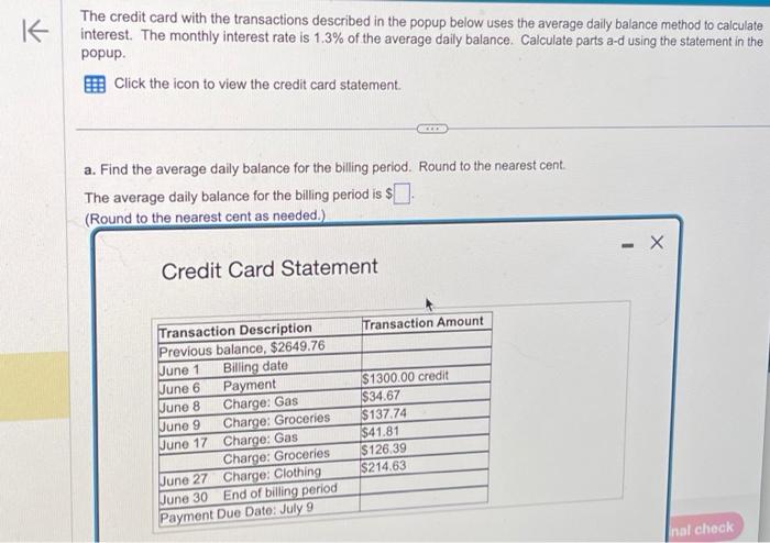 Solved The Credit Card With The Transactions Described In | Chegg.com