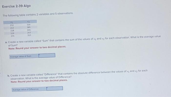 Solved The following table contains 2 varlables and 5 | Chegg.com