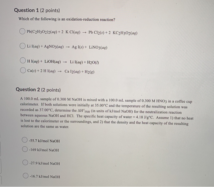 Solved Question 1 (2 points) Which of the following is an | Chegg.com