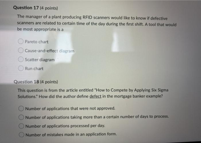 Solved Question 17 (4 points) The manager of a plant | Chegg.com