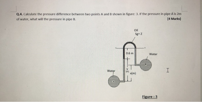 Solved Q.4. Calculate The Pressure Difference Between Two | Chegg.com