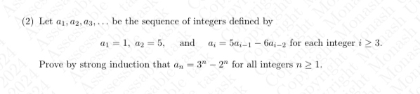 Solved (2) ﻿Let a1,a2,a3,dots be the sequence of integers | Chegg.com