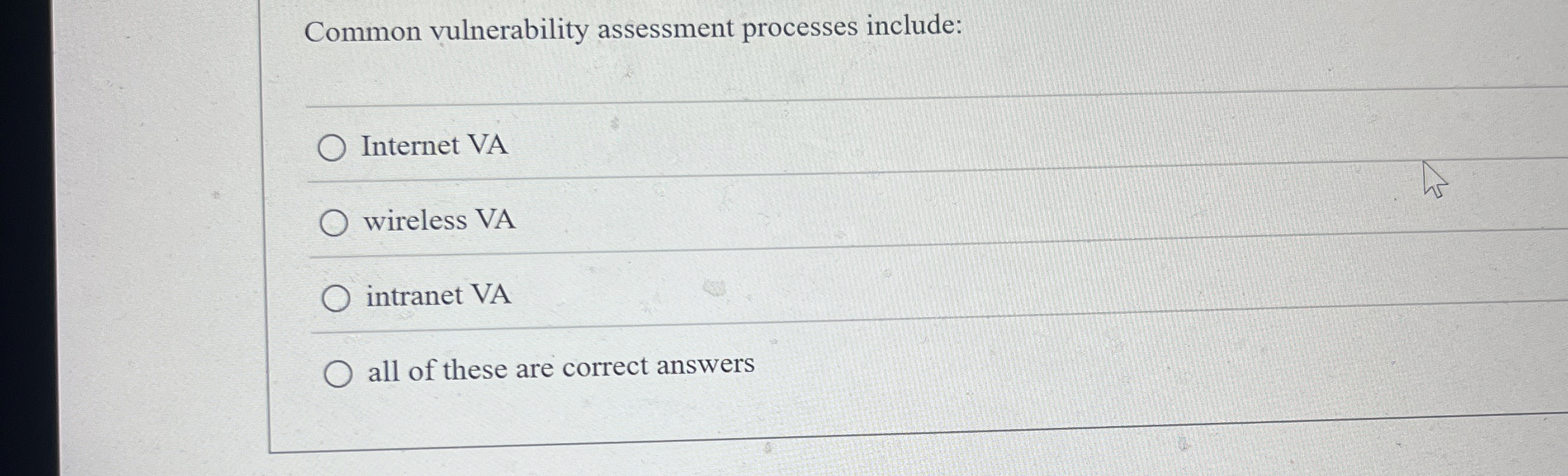 Solved Common vulnerability assessment processes | Chegg.com