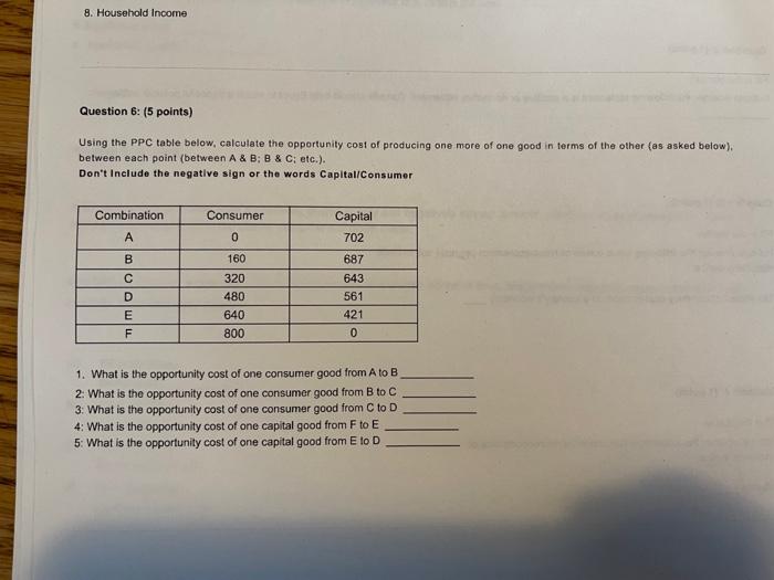 Solved Using the PPC table below, calculate the opportunity | Chegg.com