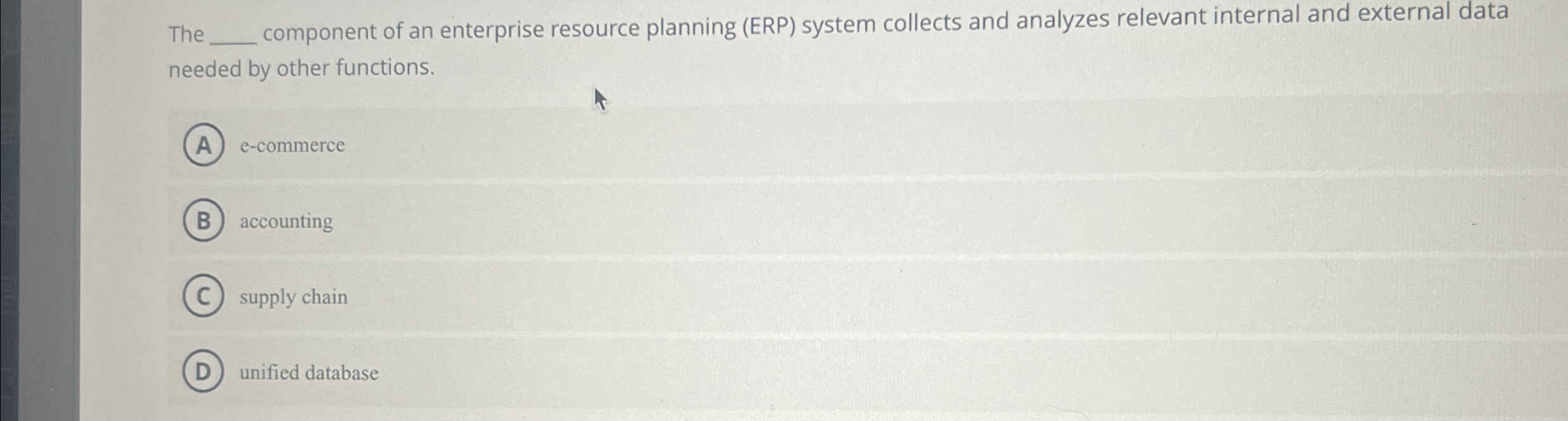 Solved The component Of An Enterprise Resource Planning Chegg