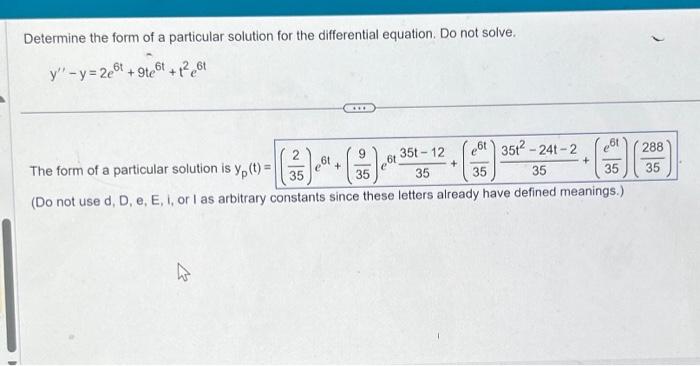 Solved Determine the form of a particular solution for the | Chegg.com