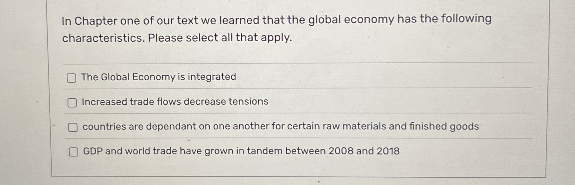 Solved In Chapter one of our text we learned that the global | Chegg.com