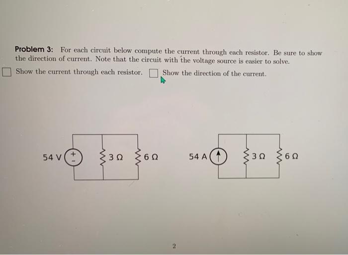 Solved Problem 3: For Each Circuit Below Compute The Current | Chegg.com