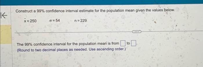 Solved Construct a 99% confidence interval estimate for the | Chegg.com