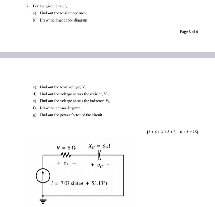 Solved 7. For the given circuit, a) Find out the total | Chegg.com