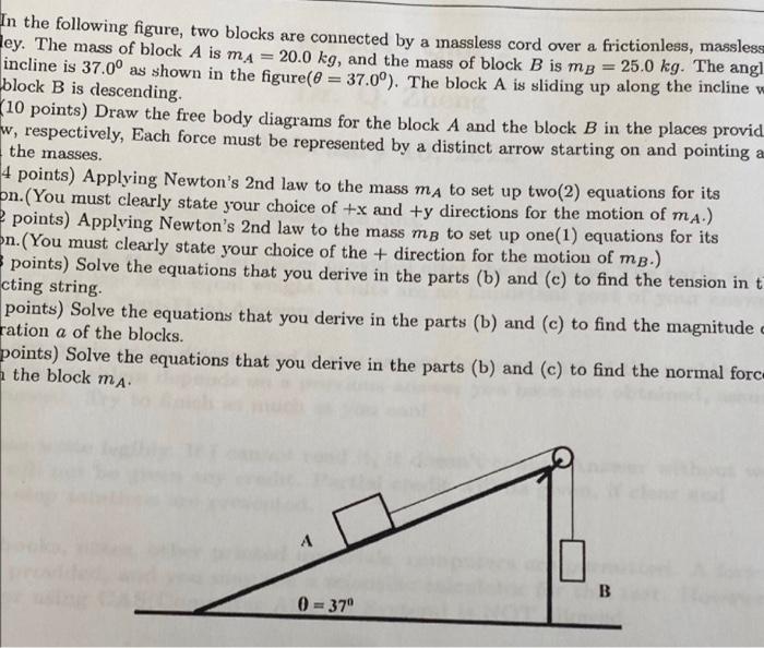 Solved In the following figure, two blocks are connected by | Chegg.com