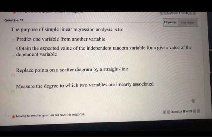 Solved Question 17 01 20 Question 17 0.5 points Save Answer | Chegg.com