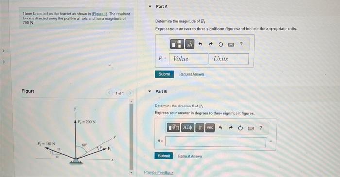 Solved Three Forces Act En The Bracket As Shown In | Chegg.com