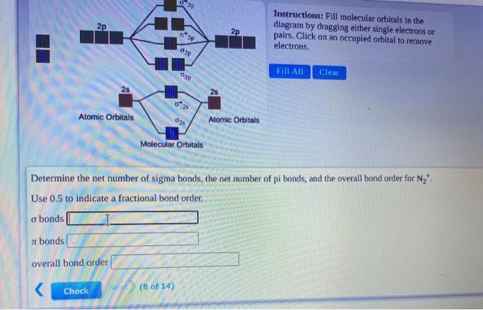 Solved Instructions: Fill molecular orbitals in the diagram | Chegg.com