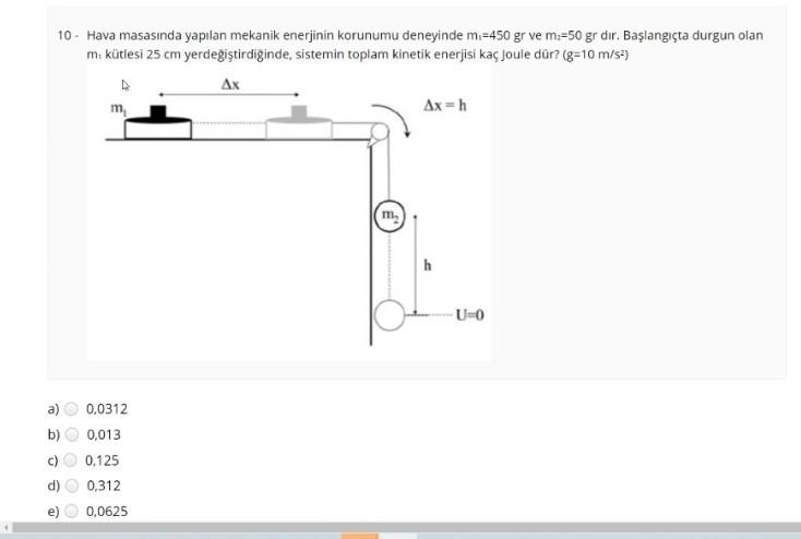 solved 0 hava masasinda yapılan mekanik enerjinin korunumu chegg com