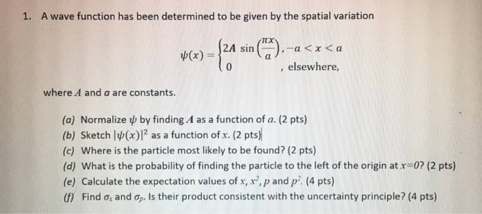 Solved lo A wave function has been determined to begiven by | Chegg.com