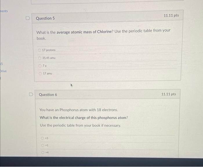 Solved What is the average atomic mass of Chlorine? Use the | Chegg.com