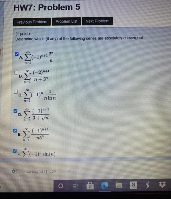 Solved HW7: Problem 5 Previous Problem Problem List Next | Chegg.com