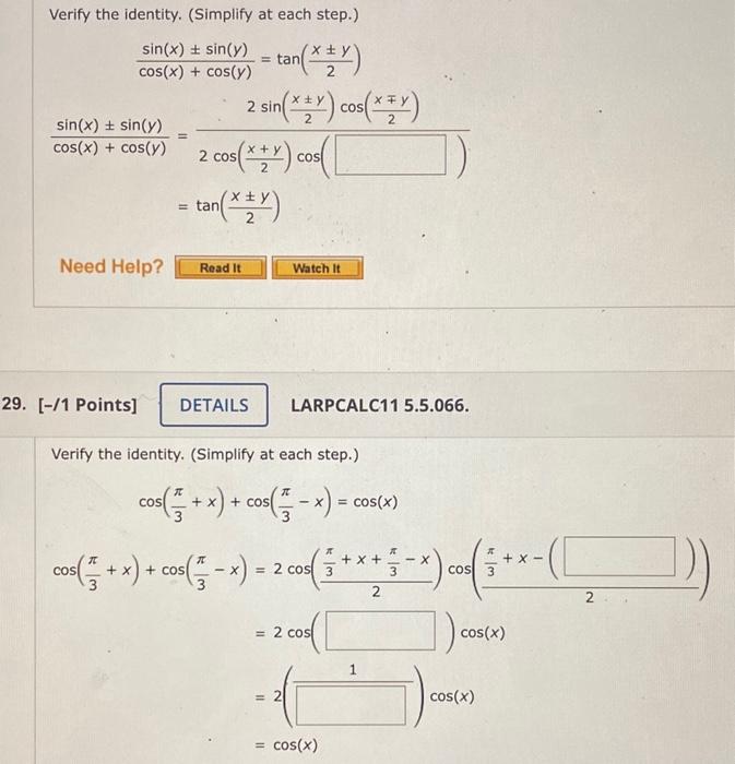 Solved Verify The Identity Simplify At Each Step