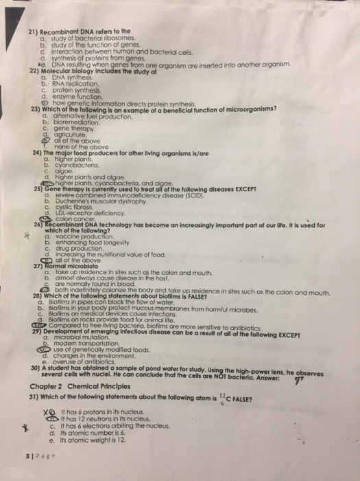 Solved 21) Recombinant DNA refers to the a.study of | Chegg.com