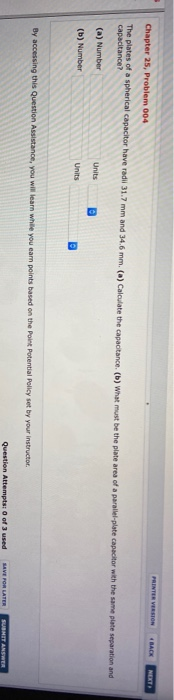 Solved PRINTER VERSION BACK Chapter 25, Problem 004 The | Chegg.com