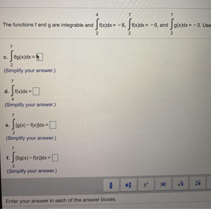 Solved The Functions F And G Are Integrable And Jt X Dx