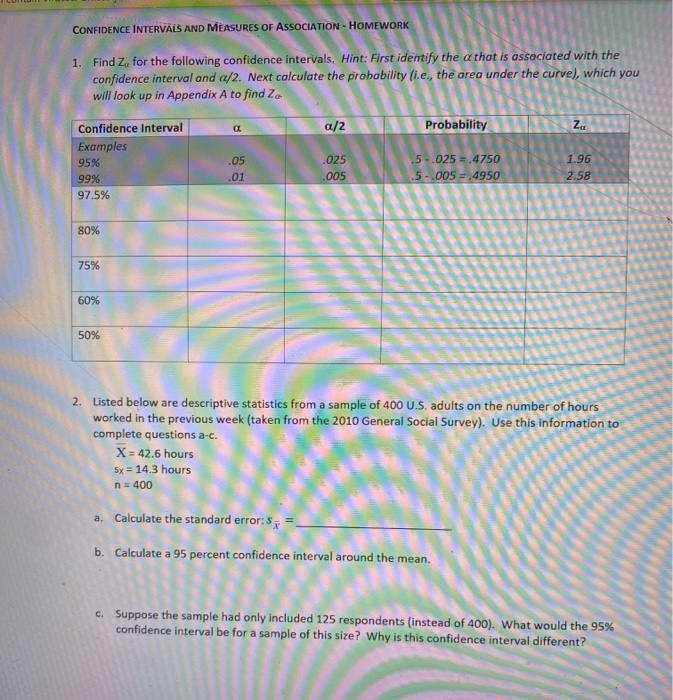 Solved CONFIDENCE INTERVALS AND MEASURES OF ASSOCIATION - | Chegg.com