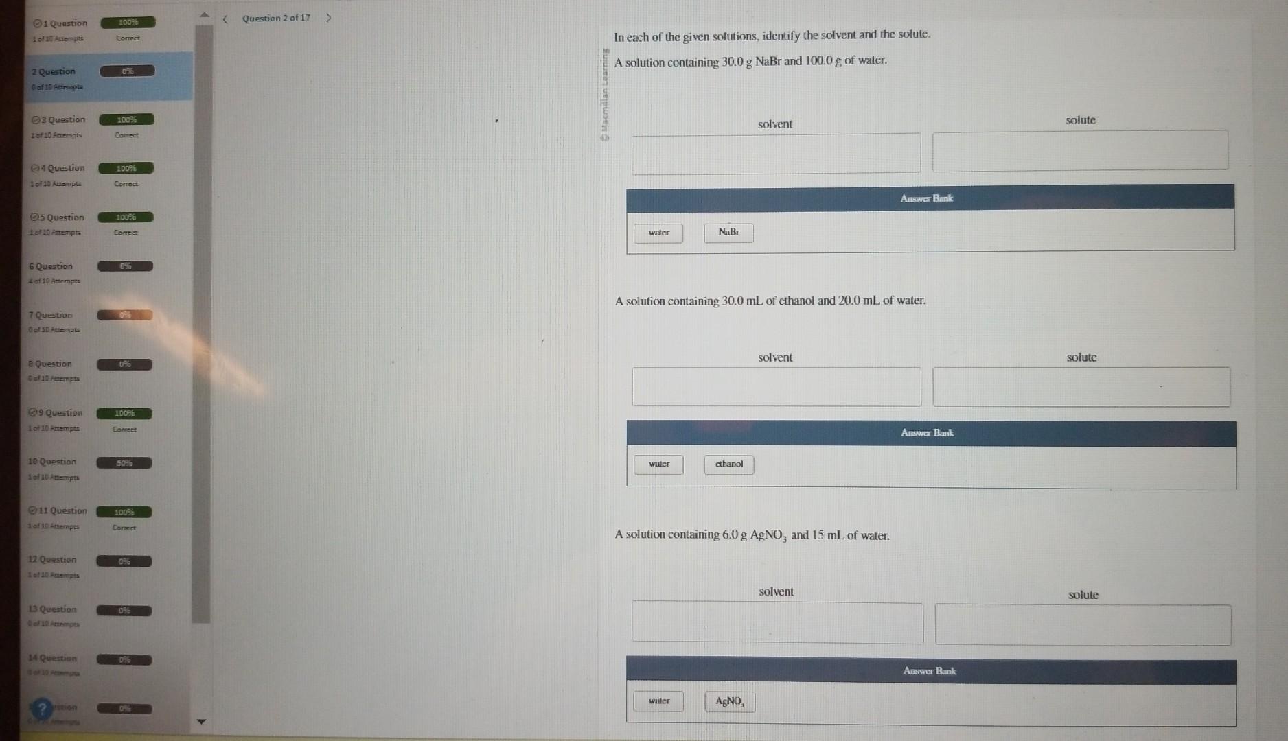 Solved In each of the given solutions, identify the solvent | Chegg.com