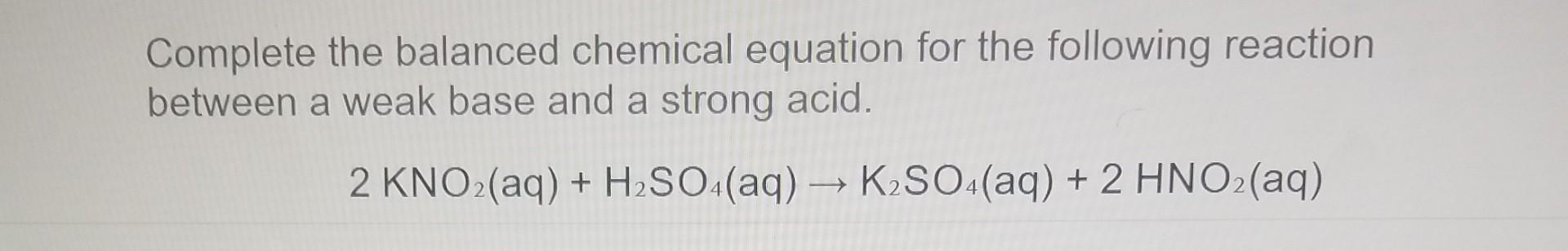 Solved Complete the balanced chemical equation for the | Chegg.com