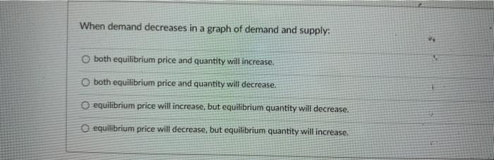 Solved When demand decreases in a graph of demand and | Chegg.com