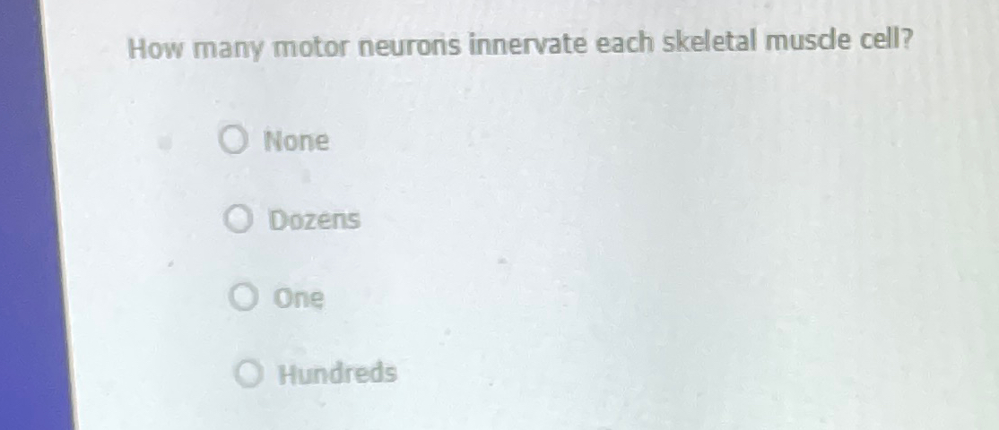 Solved How many motor neurons innervate each skeletal musde | Chegg.com