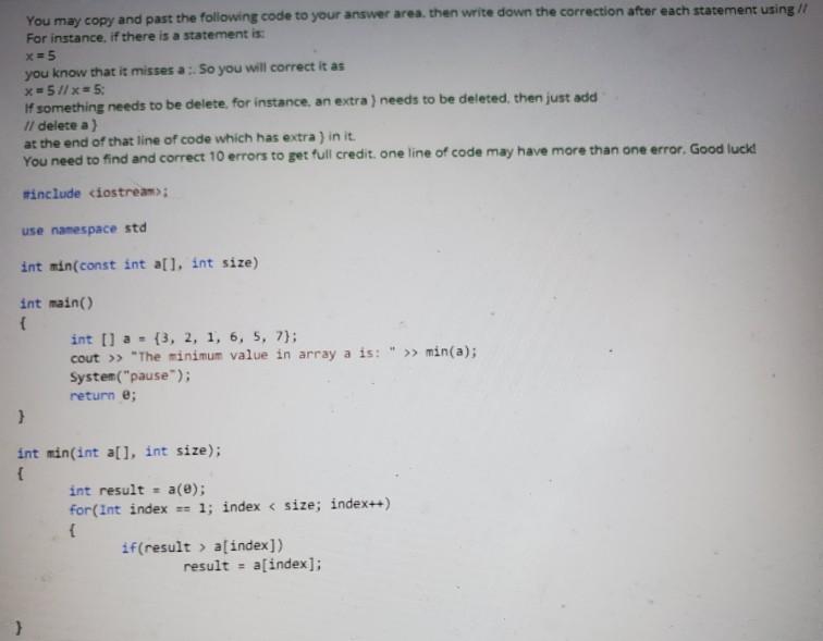Solved You may copy and past the following code to your | Chegg.com