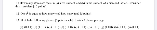 Solved 1.1 How many atoms are there in (a) a fee unit cell | Chegg.com