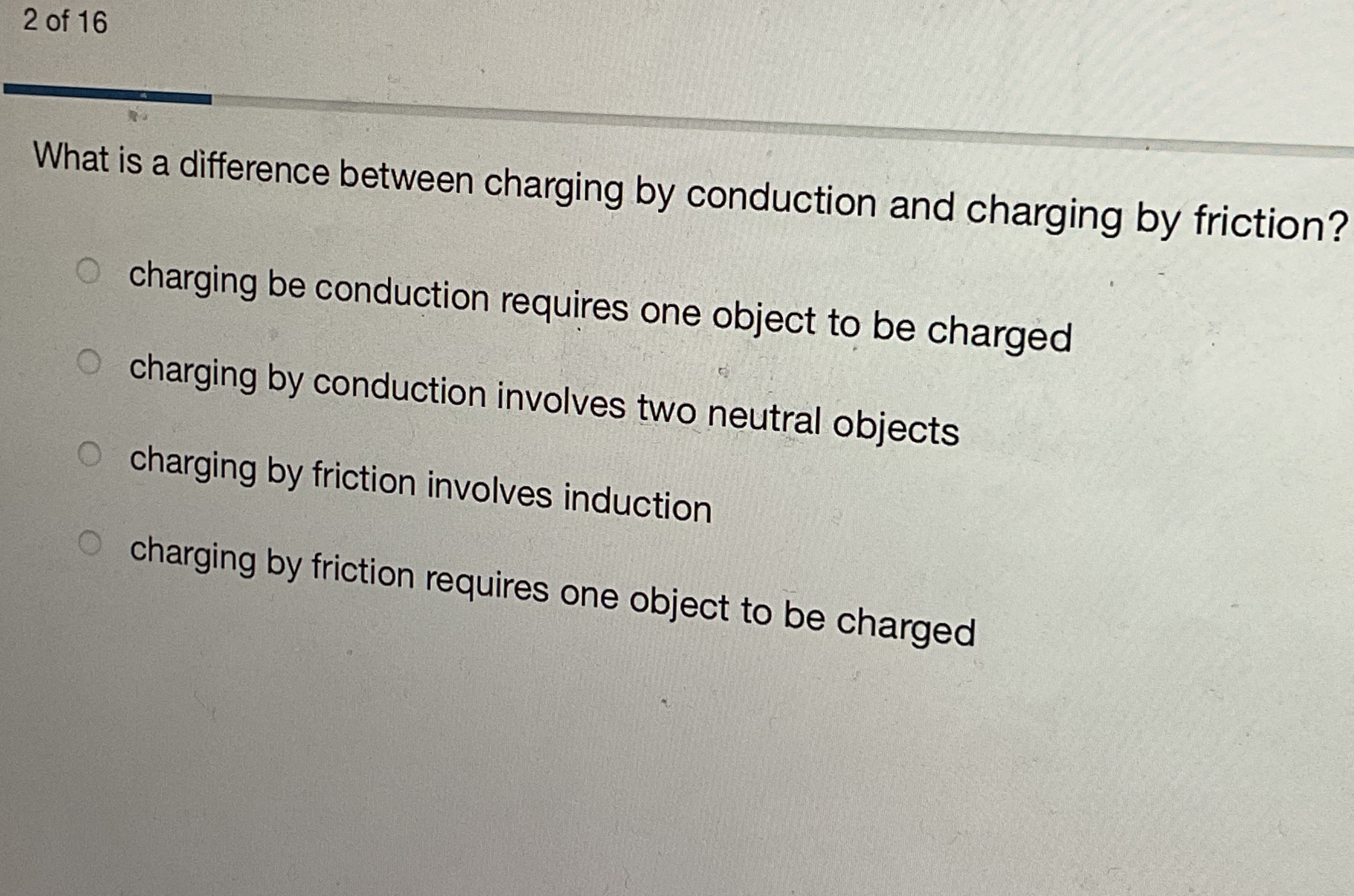 Solved 2 ﻿of 16What is a difference between charging by | Chegg.com
