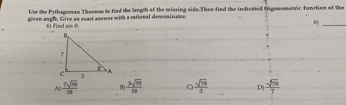 Solved Use the Pythagorean Theorem to find the length of the | Chegg.com