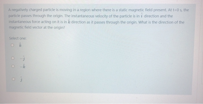 Solved A negatively charged particle is moving in a region | Chegg.com