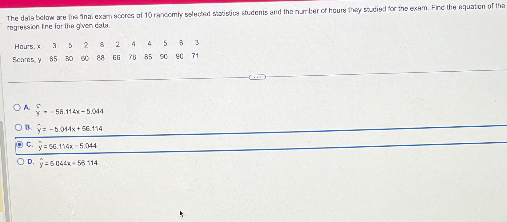 Solved The data below are the final exam scores of 10 | Chegg.com