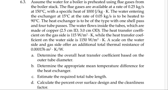 Solved 6.3. Assume the water for a boiler is preheated | Chegg.com