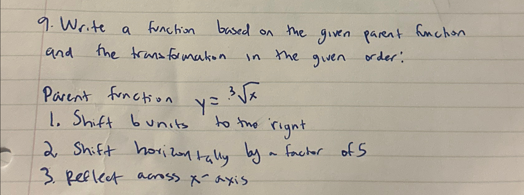 Solved Write a function based on the given parent function | Chegg.com
