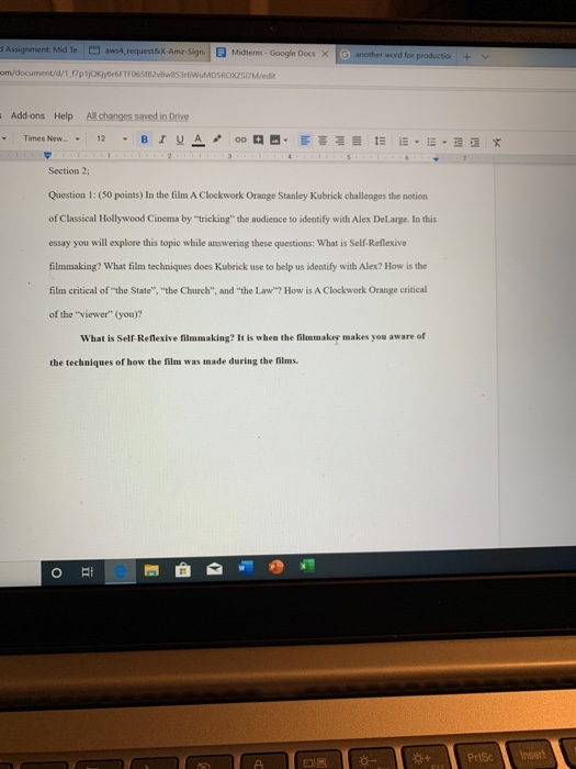 This Is A Film Study Class Plese Help Me There I Chegg
