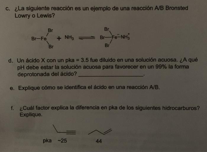 Solved C The Following Reaction Is An Example Of A Brons Chegg Com