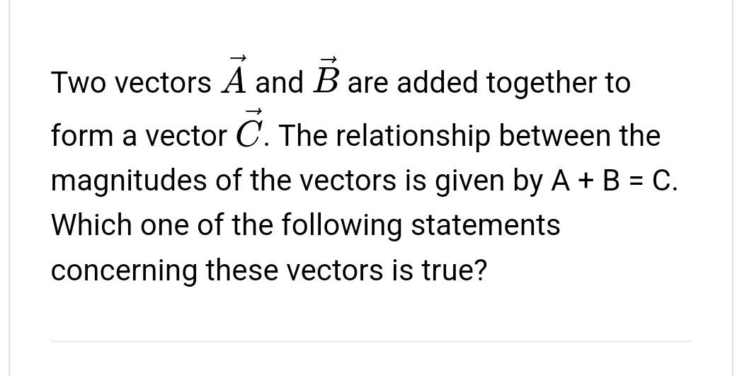 Two Vectors A And B Are Added Together To Form A | Chegg.com