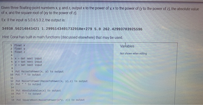 Solved Given Three Floating Point Numbers X Y And Z Ou Chegg Com