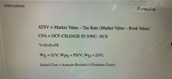 Solved Instructions Formulas ATSV = Market Value - Tax Rate | Chegg.com