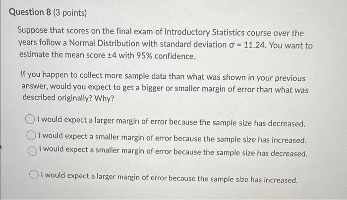 Solved Suppose That Scores On The Final Exam Of Introductory | Chegg.com