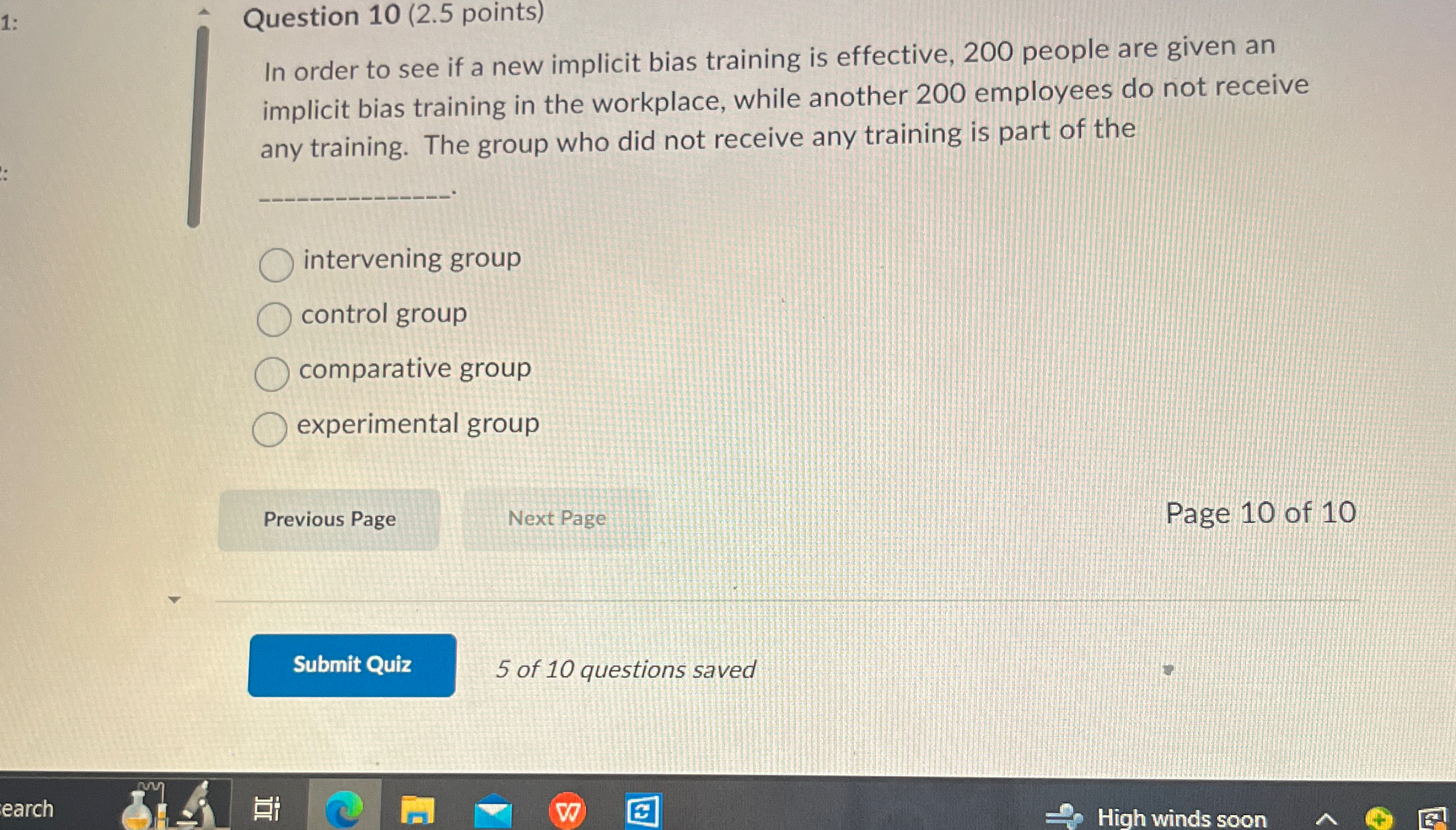 Solved Question 10 (2.5 ﻿points)In order to see if a new | Chegg.com