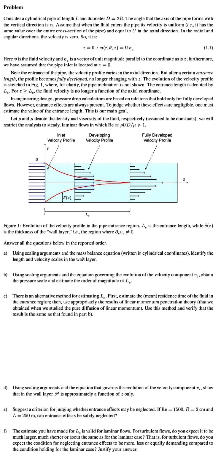 Solved Problem Consider a cylindrical pipe of length L and | Chegg.com