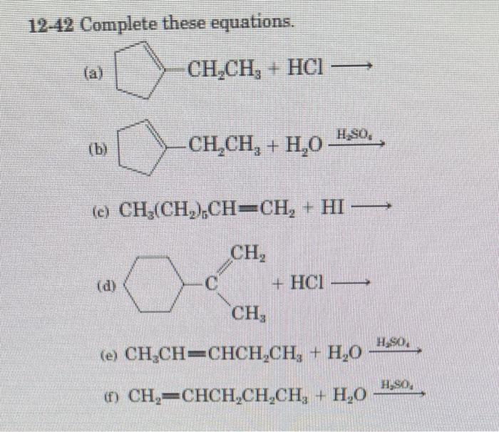 12-42 Complete these equations. (a) (b) (c) | Chegg.com