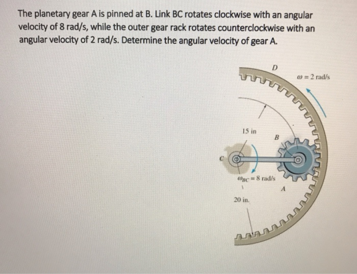 Solved The Planetary Gear A Is Pinned At B. Link BC Rotates | Chegg.com