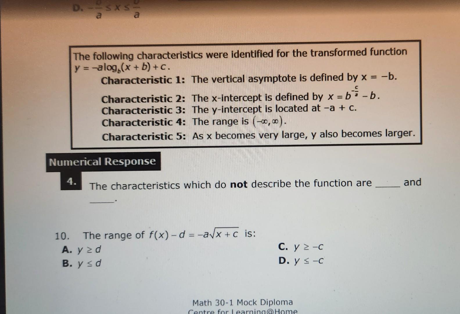 Solved The Following Characteristics Were Identified For The | Chegg.com